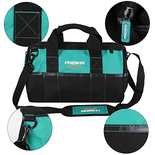 Prowin 16-Inch Wide Mouth Tool Bag Multi-Pocket Tool Organizer With Adjustable Shoulder Strap, Tool Tote Bag For Men #TOP3