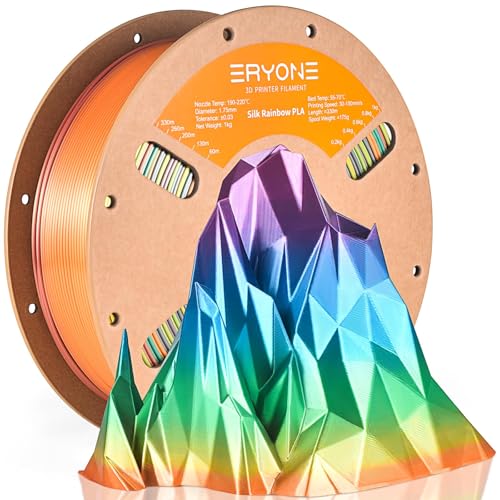 Image of ERYONE Silk Rainbow 3D Printer PLA Filament 1.75 + /- 0.03mm, Shiny Multicolor Filament PLA Fast Color Gradient 1KG(2.2LBS), Mountain Mirage Rainbow