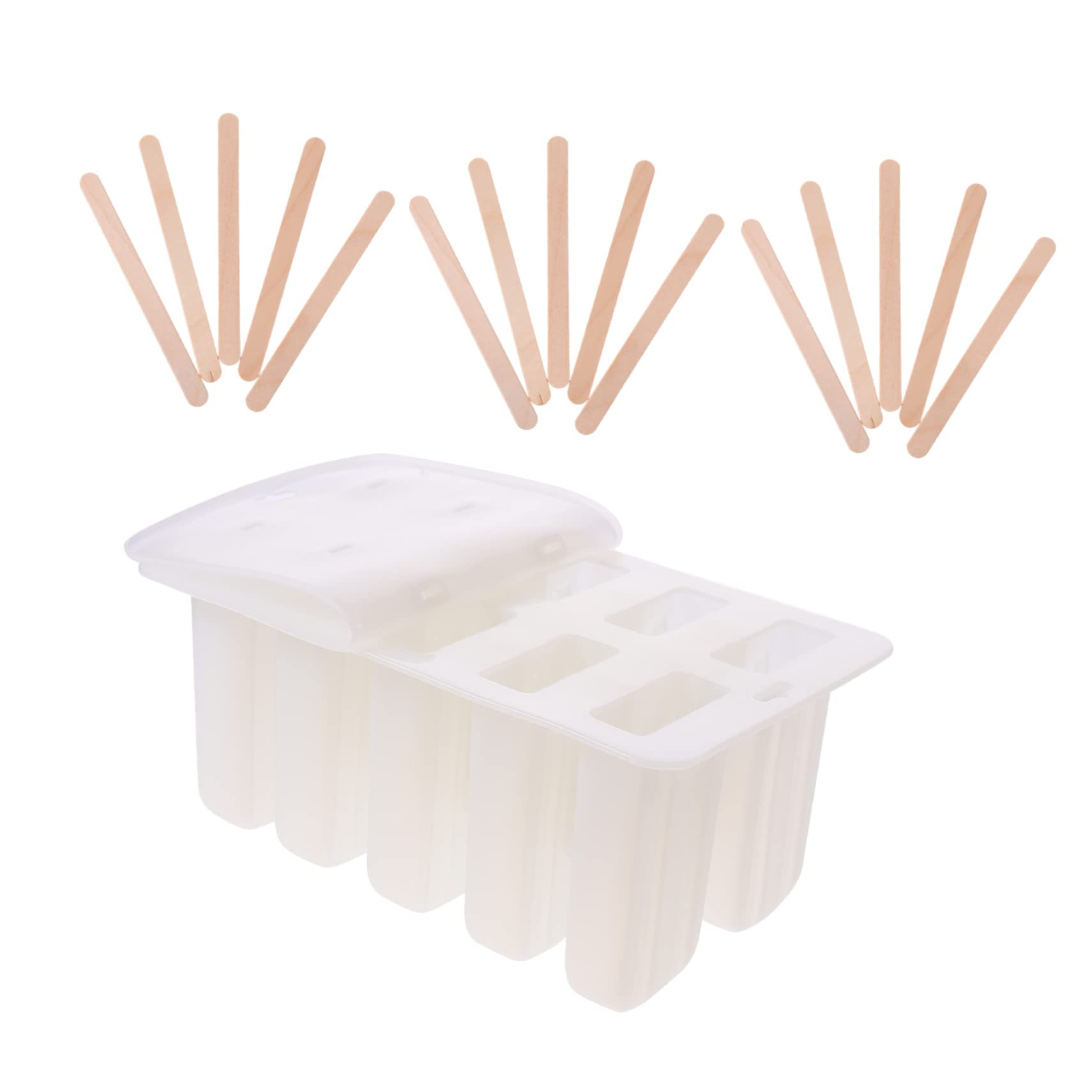 Moule à Glace Diy Silicone Semi-transparent Cavités Avec Bâtonnets Bois Pour Sorbets Maison Réutilisable Sain Pour Jus Yaourt Et Fruits