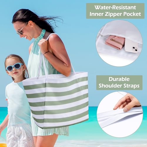 KALIDI Beach Tote Bag Women Large Waterproof Sandproof Shoulder Handbag Packable Grocery Bag Hobo Purse for Picnic Vacation2