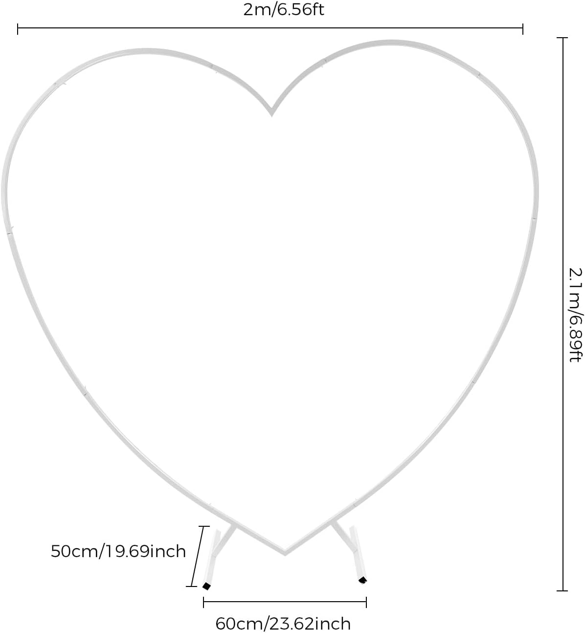 Heart Shape Wedding Arch, White Love Balloon Column Arch Frame, Metal Balloon Arch Kit Frame for Wedding, Bridal, Valentine's Day, Outdoor Garden Trellis for Climbing Plant(White)