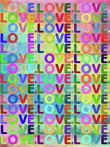 Toile graffiti art lettre amour 35x50 cm décoration murale salon - 3