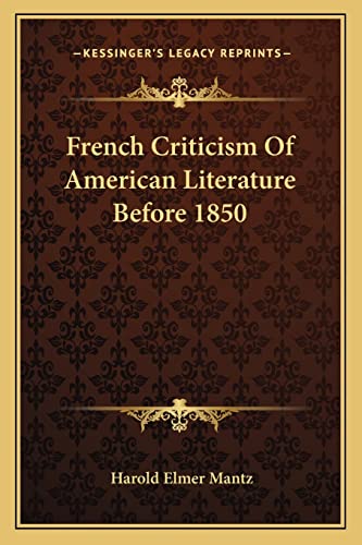 French Criticism Of American Literature Before 1850