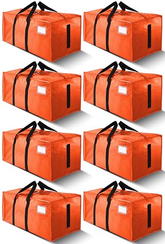 Image of HOMESURE Supports 200lbs Heavy Duty Moving Bags - Strong Zipper & Wrap-Around Handles - Water-Resistant Storage Totes, Durable Alternative to Moving Boxes - 8 Pack - Orange