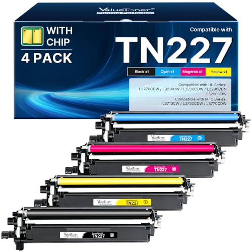Image of TN227 TN-227BK /C /M /Y High Yield brother 4 Pack TN227 Toner TN227BK | TN-227 TN227 Brother Toner to use with Brother HL-L3270CDW MFC-L3770CDW HL-L3290CDW HL-L3230CDW MFC-L3750CDW Printer