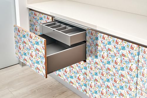 Papel pintado autoadhesivo Wallfluent para muebles y armarios con diseño postal navideña 100x50cm 5