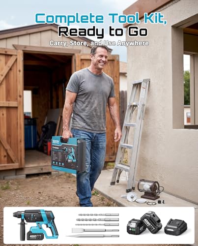 Seesii 1-Inch Cordless SDS-Plus Rotary Hammer Drill, 2.8J, Brushless Motor - image 7