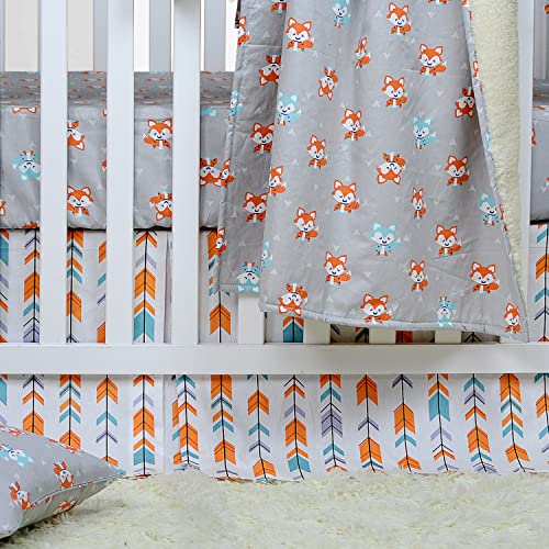 Brandream Woodland Crib Bedding Sets For Boys Girls Fox Arrow Baby Nursery Bedding, Unisex, 3 Pieces(Blanket + Crib Sheet + Crib Bed Skirt), 100% Breathable Cotton #TOP17
