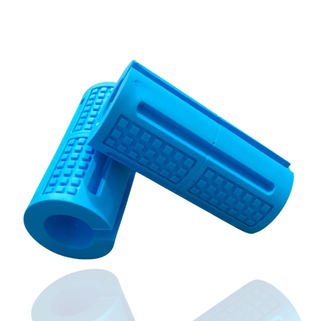 GymBrat Silicone Barbell Fat Grips, Thick Bar Training Attachment, Blue, Non-Slip Textured Surface-image-23