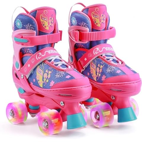 RunRRIn Adjustable Roller Skates for Girls with Light Up Wheels –Skates for Kids Ages 4-12, Toddler 3-5, Youth and Women Beginners Indoor and Outdoor Cover