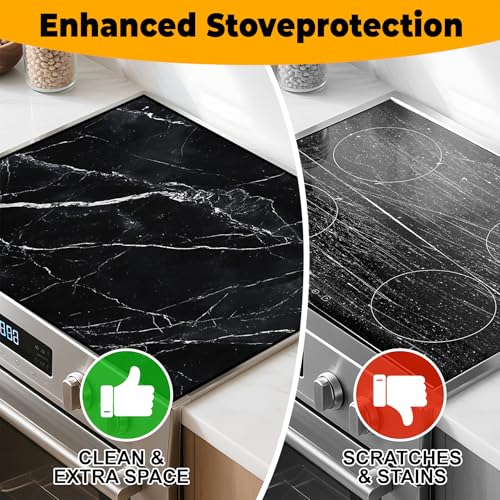 Image of Stove Top Cover for Home Decoration Kitchen Pad Washable Cooktop Covers Countertop Stove Protector Mat for Home Kitchen Cooktops (black, 28 inchx20 inch)