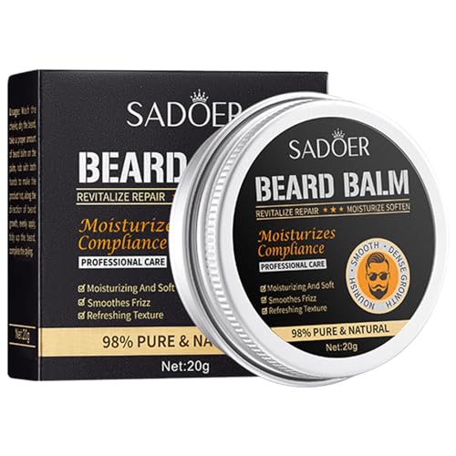 SADOER Bálsamo para Barba Hidratante y Moldeador 20 g – Nutrición con Karité y Argán, Fijación Ligera No Grasa, Suaviza y Define