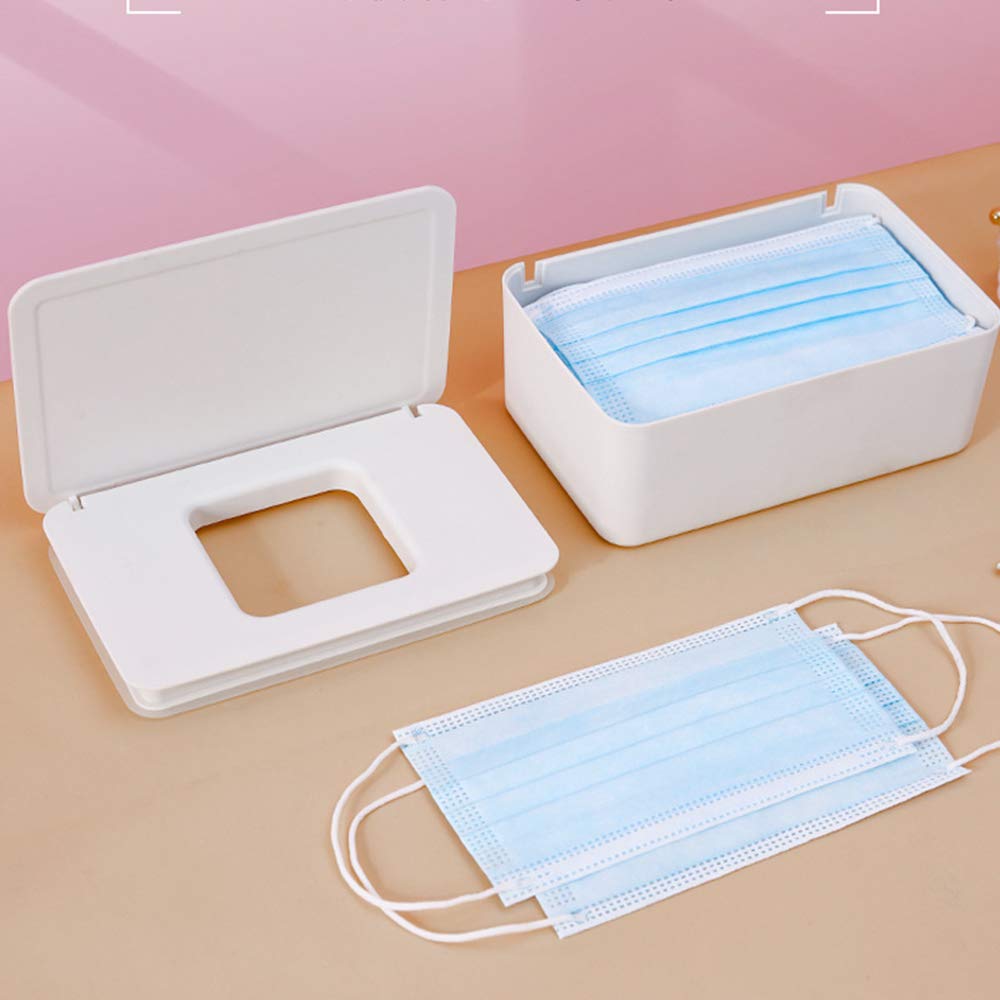 Storage Box Dust-Proof Flip Cover Box Wet Tissue Case with Lid Portable for Home Work Outdoor(Black) -Layfoo 4
