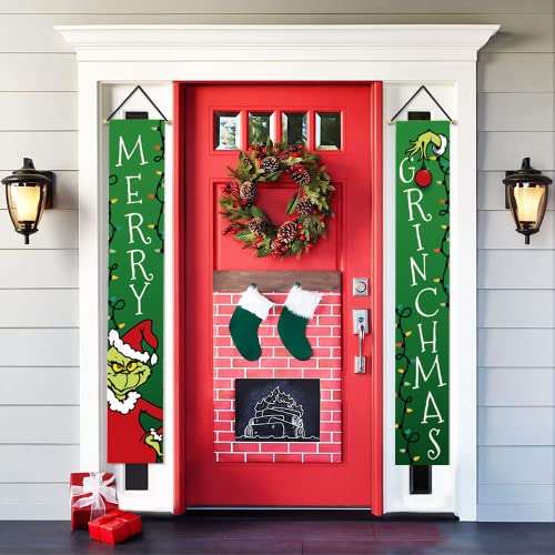 Colorlife Christmas Decorations. This Is The Porch Sign For December. Hanging Banners For The Courtyard Indoor And Outdoor Parties During The Christmas And Winter Holidays. 12 X 72 Inche (Green) (Style 2) #TOP2