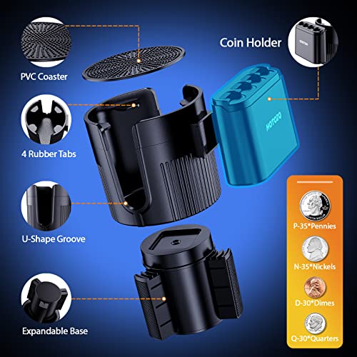 Car Cup Holder Expander,Coin Holder For Car,Upgraded Cup Holder Expander For Car,Expandable Cup Holder For Car,Compatible With Yeti 20/36/46Oz, Hydro Flasks 32/40Oz,Coin Holder For Storage Coins #TOP2