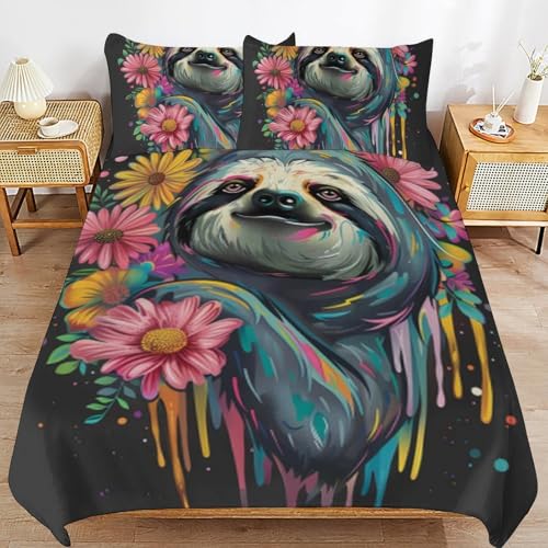 Funda de edredón con estampado 3D Faultierss microfibra cómoda 2
