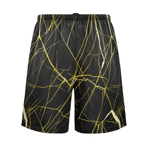 Marble Texture Black Pajama Shorts for Men Lounge Pants Sleeping Shorts Men'S Pajama Bottoms with Pockets, S-XXL-XXL