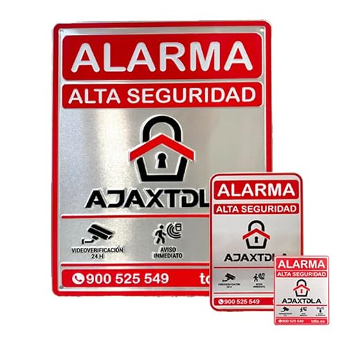 Pack Carteles alarma Tdla NO PARECE REAL, LO ES. Cartel Zona Videovigilada - Señal Aviso Policia - Carteles Disuasorios - Interior Y Exterior - 3 Tamaños 28X21CM-14X9CM-8X6CM