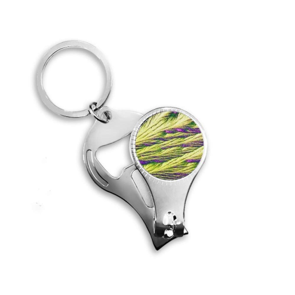Décapsuleur coupe-ongles multifonction avec anneau porte-clés et design plume de roseaux stylisé