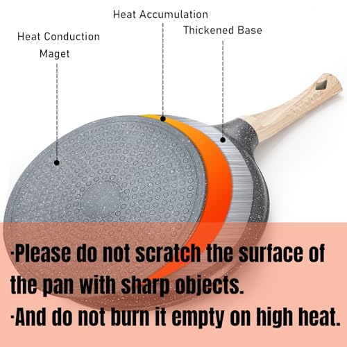 Image of Hiceeden Nonstick Crepe Pan with Spreader, 10-Inch Tortilla Pan with Detachable Handle, Ceramic Coating Pancake Griddle Dosa Tawa Pan, for All Stove, Induction Compatible, PFOA Free, Black