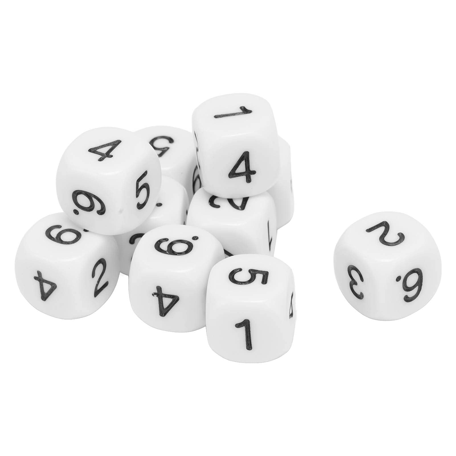 Set di 20 dadi a sei facce da 16 mm |Dadi numerici in plastica con angoli arrotondati per giochi di matematica/giochi da tavolo/insegnamento |Dadi poliedrici robusti con (White)