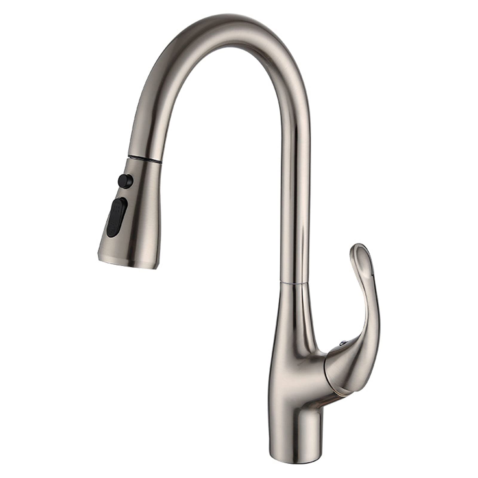 ZYCHSJXA Kitchen Bath Taps Faucets with Pull Down Sprayer, 360 ° Swivel Out Sink, High Arc Single Handle Brass Hot and Cold Water Mixer,Brushed