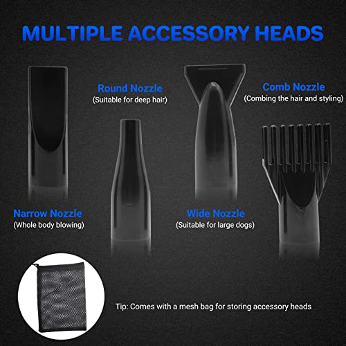 IKARE-Dog-Hair-Dryer-48HP3600W-High-Velocity-Pet-Hair-Dryer-with-Adjustable-Speed-and-Temperature-Control-Low-Noise-Design-Force-Dog-Grooming-Dryer-with-4-Nozzles-and-Storage-Bag