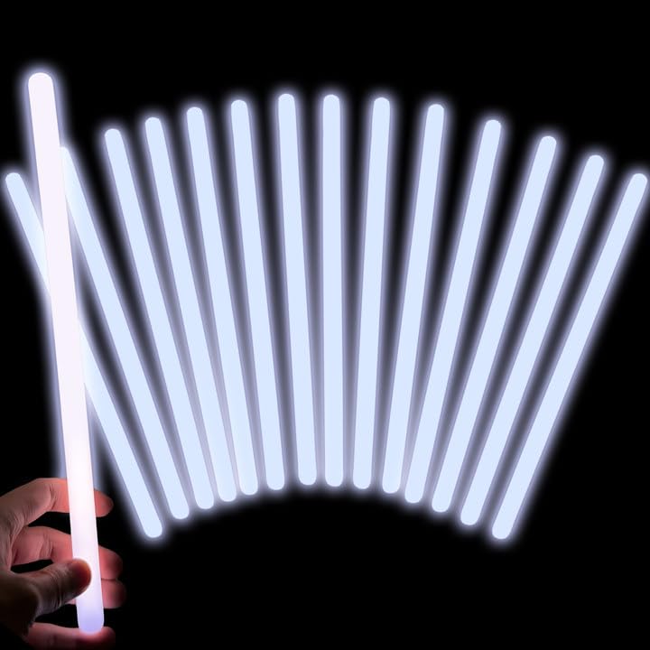 Rcanedny 15 Pcs 14 Inch Glow Sticks Bulk Neon Large Glow Sticks Glow in The Dark Light Sticks for Birthday Wedding Concert Glow in The Dark Party