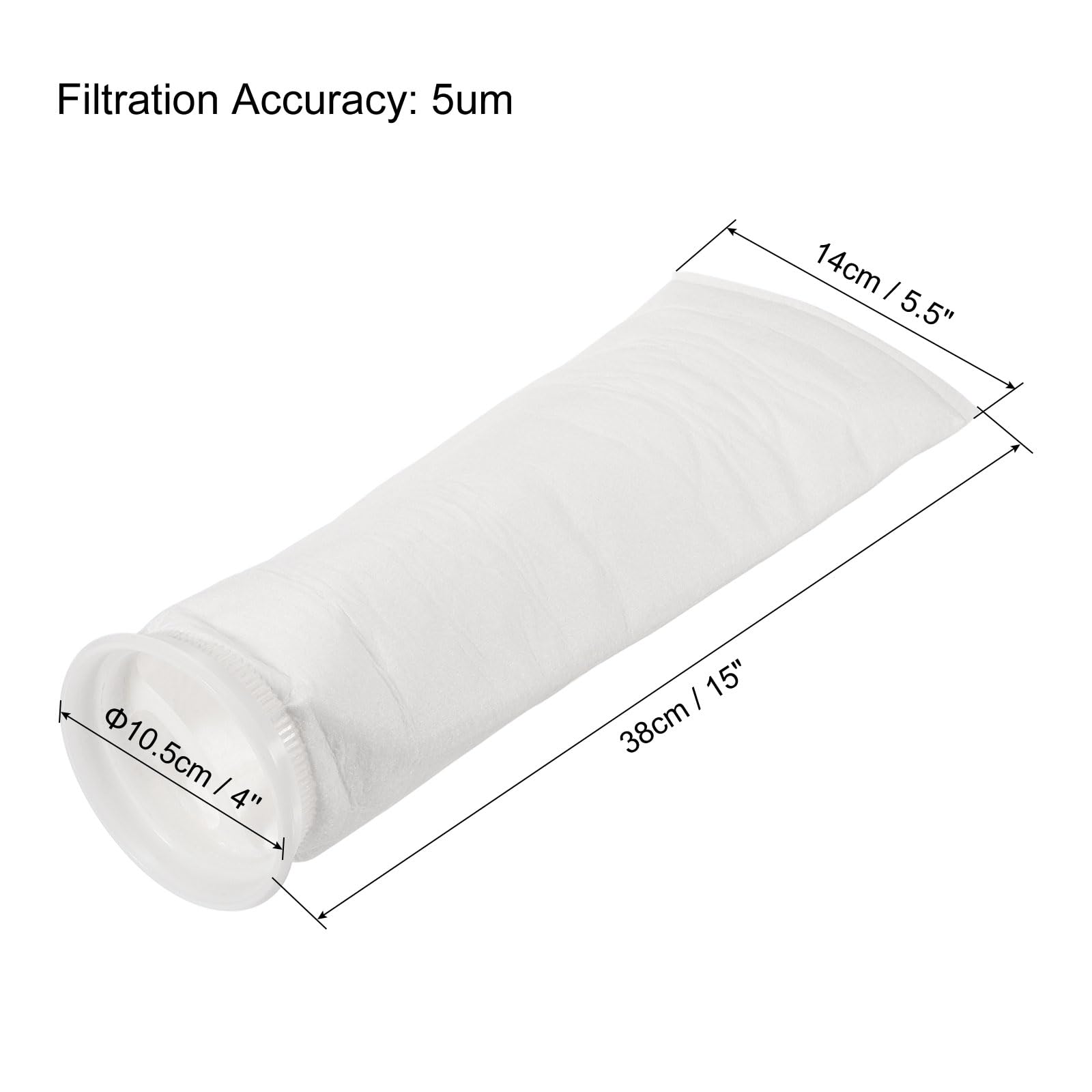 PATIKIL 4 Pouce Anneau Filtre Chaussettes 5 Micron, 4 Paquet Maille Sacs Piscine Écumoire Panier, Blanc
