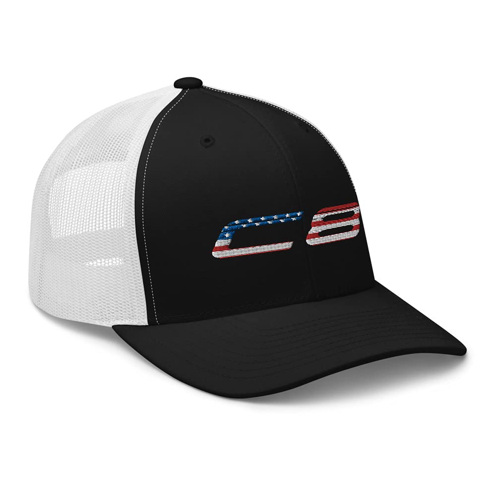 2022 Sports Car C8 - Gorra patriótica con bandera americana, color negro