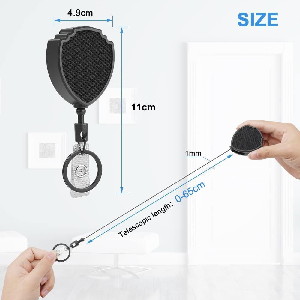 Vicloon Portachiavi Retrattile 2pcs Clip a Bobina Porta Badge con Moschettone Impieghi Gravosi Anticaduta Cavo Acciaio