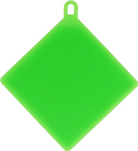 Image of Set of 4 Silicone Sponges - Features 4 Designs and Fun Colors - Measures About 4.5 inch - Wet and Dry Use - Dishwasher Safe (4)