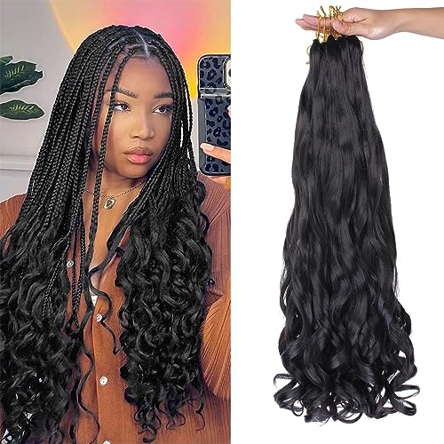 Xtrend Pre Stretched French Curly Braiding Hair 18 Inch 8 Packs Bouncy Loose Wave Braiding Hair Hot Water Setting Yaki Texture Synthetic French Curls for Women Black Hair Extensions(18 Inch,1B#)