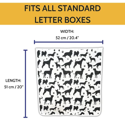 Image of Slimline Mail Slot Catcher for Door (20.4 inch W x 20 inch D), Letterbox Catcher for Glass, Wood & Metal Doors - Strong Adhesive, Indoor Post Catcher for Small Packages & Magazines (Dog Pattern)
