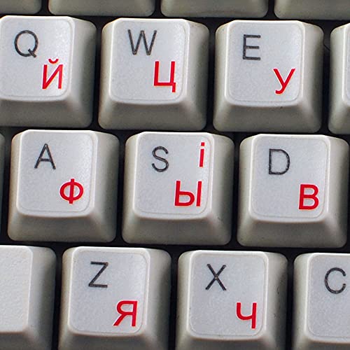 Pegatinas de Teclado Cirílico Ucraniano Ruso Rojo Transparente miniatura 1