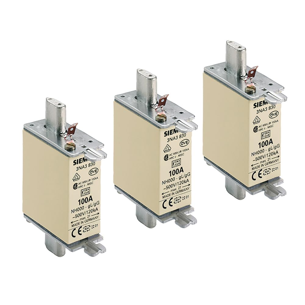 SIEMENS - x3 Stück NH-Sicherungseinsatz, NH000 50A Kombikennmelder