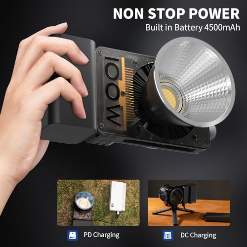 Luz de Video, ZHIYUN CINEPEER CX100 [Oficial] 100W COB Video Light, 2700-6500K, 3840Lux, TLCI 97+ CRI 96+, Regulable, Luz Portátil con Reflector, Domo de Difusión para Iluminación, Fotografía