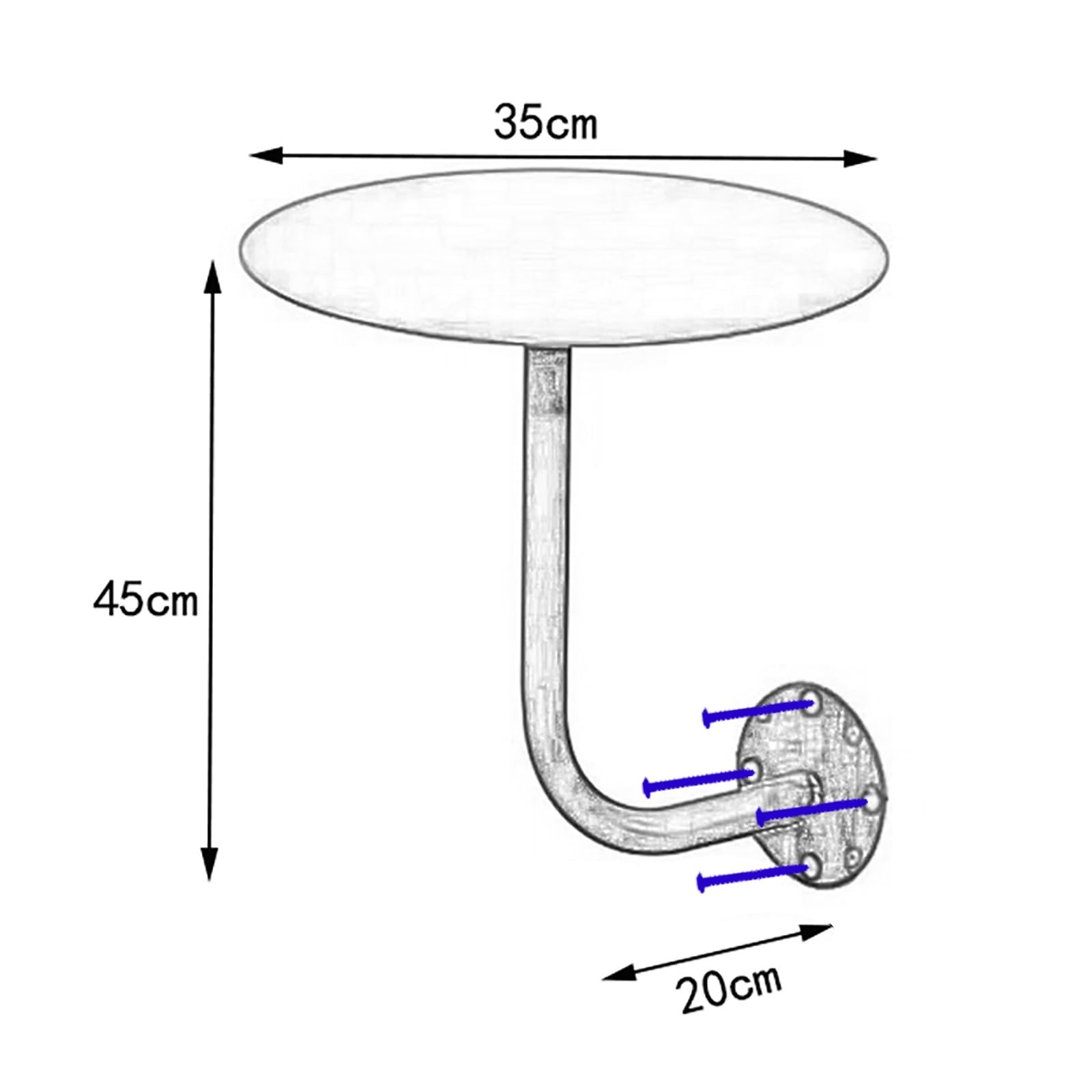 Tavolino da caffè da parete con piano rotondo e porta carte da caffè, tavolino salvaspazio per decorare la casa e mobili moderni per il soggiorno