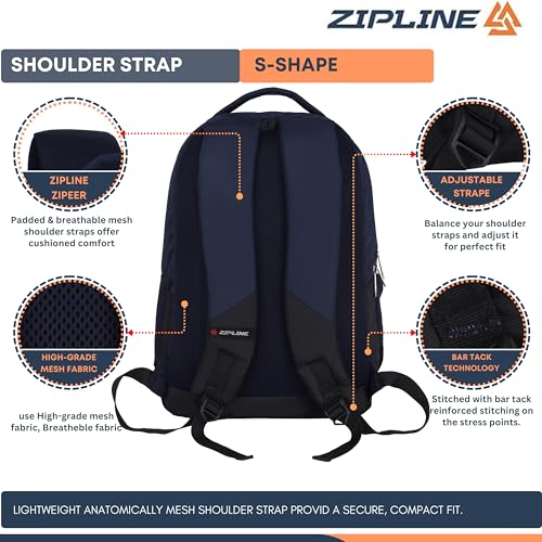 Image of Zipline Casual backpack School bags for boys & Girls |35L Water Resistant backpack bags for women|Stylish,Lightweight,Durable|College bag for boys