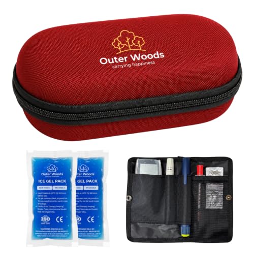Image of Insulin Cooler Bag Pro - Hard Case Travel Case for Diabetics | 8-10 Hours Cooling | Long Lasting 2x150 ml Ice Gel Packs | Hard Case Insulin Cooler