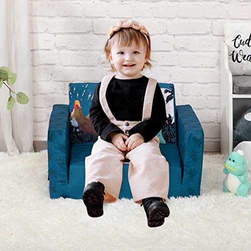 Alimorden 2-In-1 Flip Out Soft Kids Couch, Convertible Sofa To Lounger For Children, T-Rex Printed For Boys #TOP1