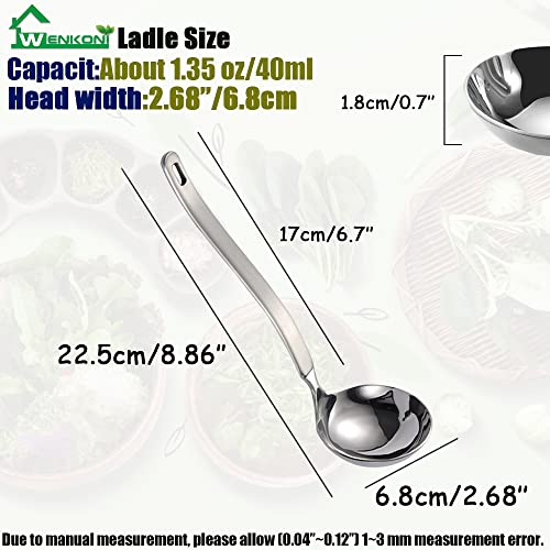 Wenkoni Gravy Ladle, Soup Ladle,8.9'' Sus 304 Stainless Steel Ladle For Serving,2 Pack Silver. #TOP1