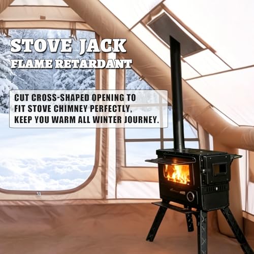 Image of Inflatable Camping Tents with Hand Pump, Air Glamping Tents, Easy Setup Waterproof and Windproof Blow up Tent, 4 Seasons Oxford Cabin Tent with Mesh Window & Stove Jack.