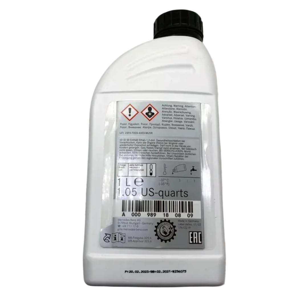 Original Mercedes benz Líquido Anticongelante Refrigerante Puro MB 325.6 1 Litro, A000989180809
