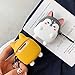 Yingbei Creative Cute Corgi Dog Style with Carabiner Yellow & Black Compatible Silicone AirPods Protective Cover (1st and 2nd Generation) (Yellow)