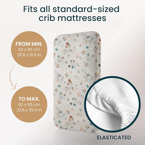 Tutti Bambini Premium Crib Sheets (2-Pack) - Soft Bamboo Jersey Next to Me and CoZee Sheets, Breathable, Double Strength (Our Planet)