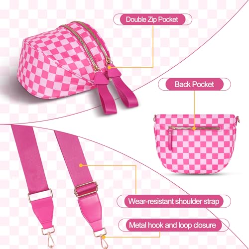 Image of Checkered Crossbody Bag, Bum Bags for Women Crossbody,Spacious Sling Bag Purse Fanny Packs with Shoulder Strap