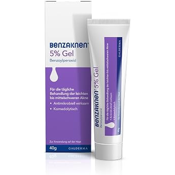 benzaknen 5% gel 40g remedy for pimples and blackheads in mild to moderate acne clears pores and reduces tallow & inflammation dermatologically tested with bpo benzoyl peroxide