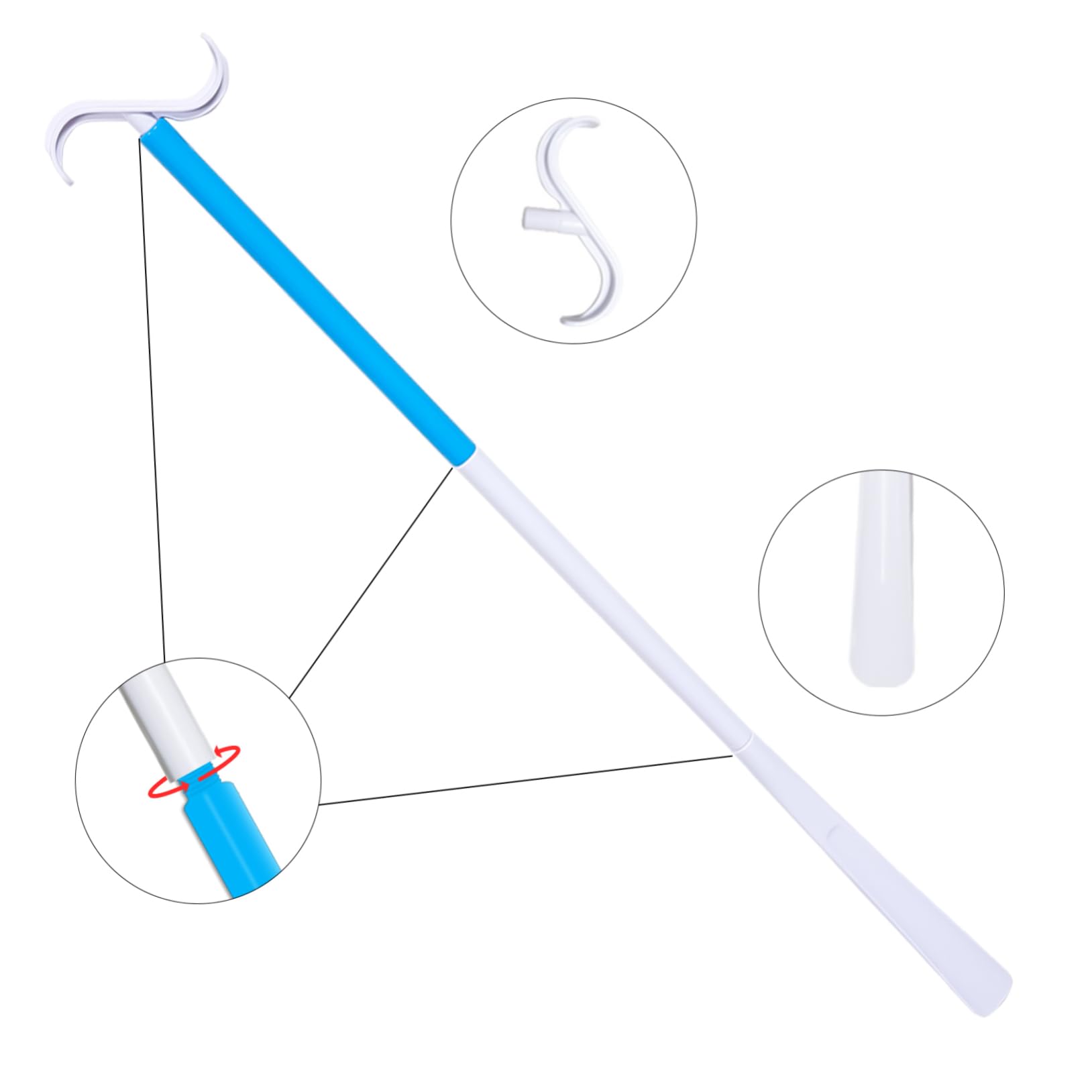 Beavorty Sock Threader Handicapped Dressing Stick Lazy Shoe Horn Sock Removal Tools Sock Helpers Convenient Shoe Lifter Long Reach Pole Hook Horn Dressing Aid Shoe Stick Helper Socks Abs