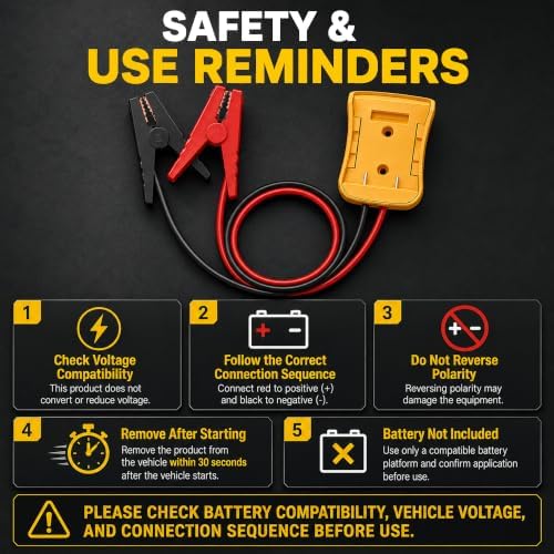 DIAKLY 8AWG 2FT Jumper Cables Compatible with DEWALT 20V Batteries — view 7
